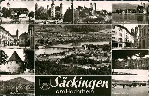 Ansichtskarte Bad Säckingen MB: Stadt, Straßen, Schloß 1962
