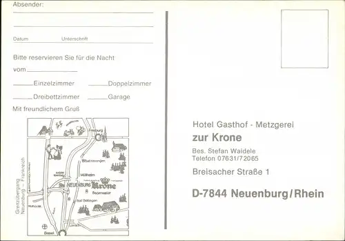 Neuenburg am Rhein Hotel Gasthof Metzgerei Zur Krone & Luftbild vom Ort 1975