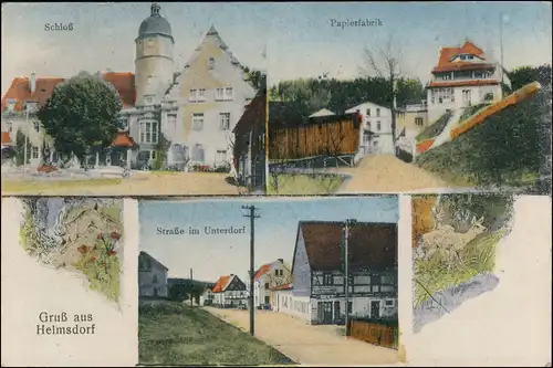 Ansichtskarte Stolpen Straße, Papierfabrik, Schloß 1919