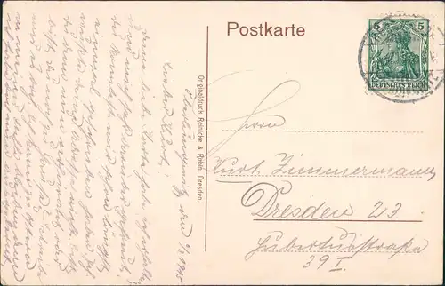 Ansichtskarte Oberlungwitz Partie an Kirche und Pfarrhaus 1914