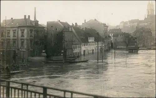 Ansichtskarte Meißen Hochwasser Straße 1920
