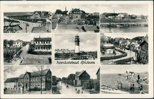 Ansichtskarte Büsum Strandhotel, Hafen, Strandstraße 1963