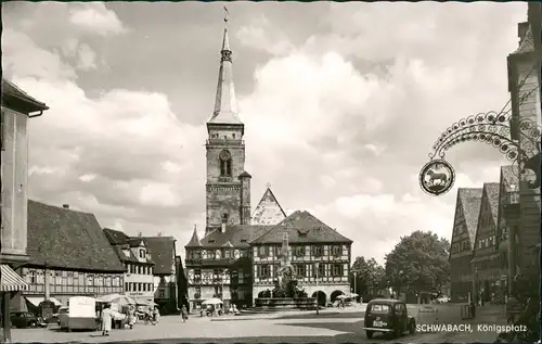 Ansichtskarte Schwabach Königsplatz - Markttreiben 1963