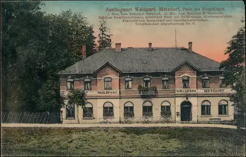 Ansichtskarte Metzdorf-Leubsdorf (Sachsen) Waldpark Metzdorf Restaurant 1912