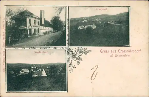 Großröhrsdorf 3 Bild: Gasthaus, Oberdorf und Niederdorf bei Weesenstein 1907