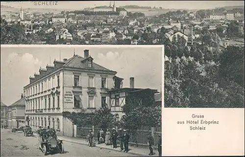 Ansichtskarte Schleiz 2 Bild: Gasthaus Hotel Kronprinz, Totale 1913