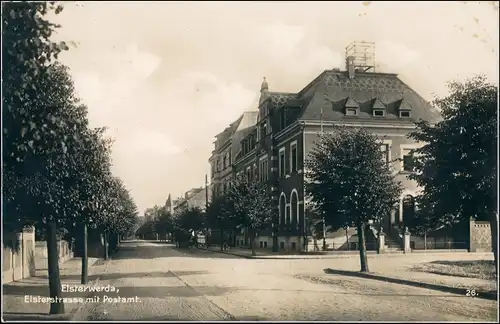 Ansichtskarte Elsterwerda Wikow Elsterstraße und Postamt 1932