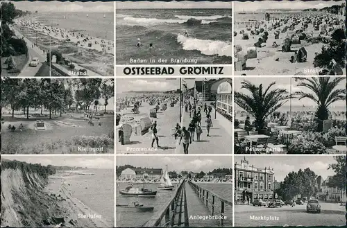 Ansichtskarte Grömitz (Holstein) Markt, Promenade, Strand, Minigolf 1962