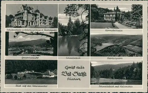 Ansichtskarte Bad Sachsa Schützenhaus, Schmelzteich uvm 1963