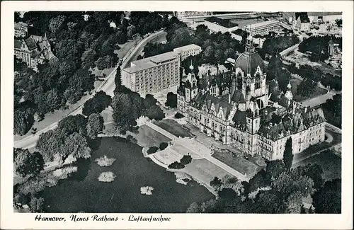 Ansichtskarte Hannover Luftbild Neues Rathaus - Hochhaus 1959