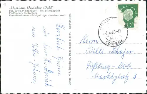 Ansichtskarte Pfaffenheck-Nörtershausen Gasthaus Deutscher Wald 1959
