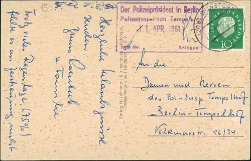 Lindhorst Bahnhof Molkerei Schacht   Stempel Polizeipräsident in Berlin 1961