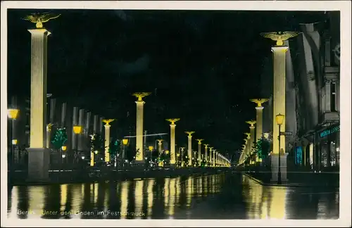 Ansichtskarte Mitte-Berlin Unter den Linden color Foto Propagandaschmuck 1938