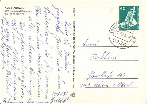 Ansichtskarte Hellefeld-Sundern (Sauerland) Cafe Pichmann - 4 Bild 1976