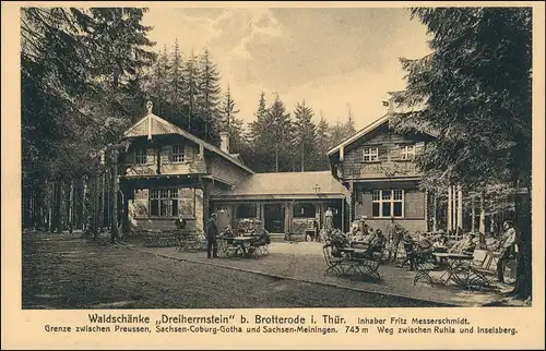 Ansichtskarte Brotterode Waldschänke Dreiherrenstein 1922