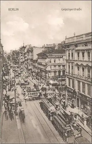 Mitte-Berlin Leipziger Straße - Geschäfte Straßenbahn Verkehr 1913