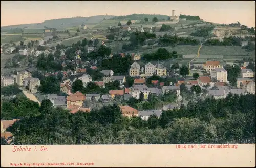 Ansichtskarte Sebnitz Blick nach der Grenadierburg 1912