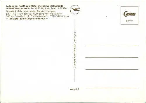 Ansichtskarte Wachenroth Steigerwald Süd Autobahnrasthof MB 1982