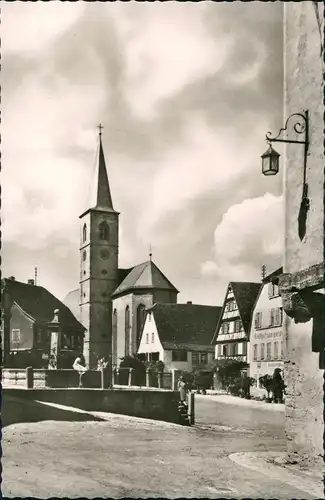 Ansichtskarte Aub (Unterfranken) mit Marktplatz und Stadtpfarrkirche 1961