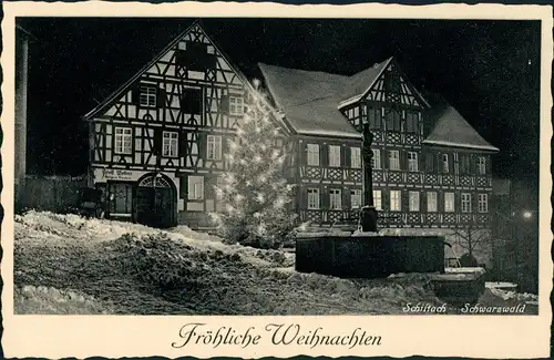 Ansichtskarte Schiltach Marktplatz zur Weihnachtszeit 1956