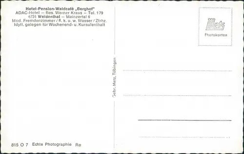 Ansichtskarte Weidenthal Hotel-Pension-Waldcafé Berghof - Innen 1961