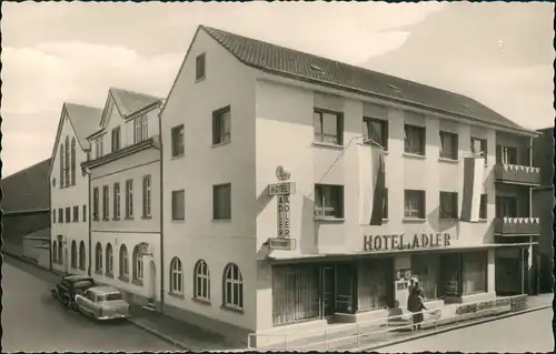 Ansichtskarte Groß-Gerau Straßenpartie am Hotel Adler 1952