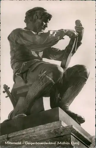 Ansichtskarte Mittenwald Geigenbauerdenkmal Mathias Klotz 1959
