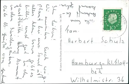 Ansichtskarte Münchberg Textilfachschule, Rathaus, Stadt 1961