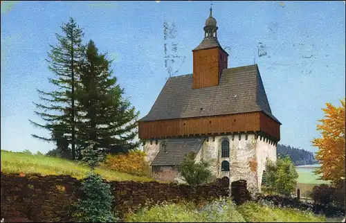 Ansichtskarte Großrückerswalde Kirche Stimmungsbild 1911