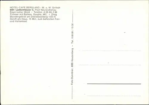 Lackenhäuser-Neureichenau HOTEL CAFÉ BERGLAND I Bayerischer Wald 1970