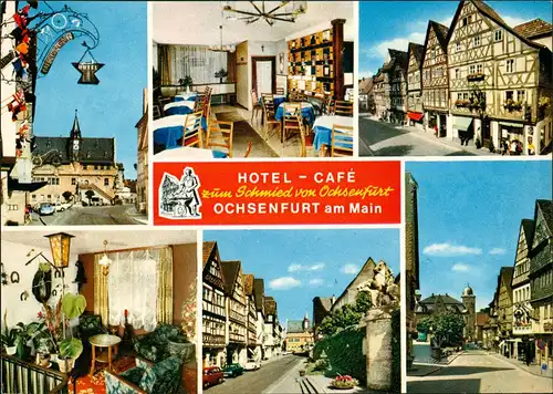 Ochsenfurt Café Hotel Zum Schmied Hauptstrasse Mehrbild-AK 1975