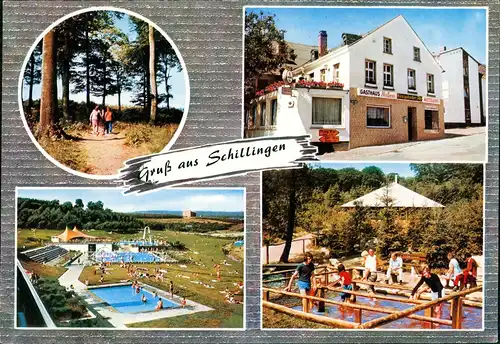 Schillingen Gasthaus-Pension Metzgerei Mabem, Hochwald, Mehrbild-AK 1975