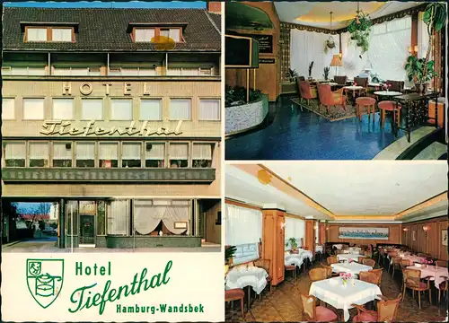 Wandsbek-Hamburg Hotel Tiefenthal Mehrbild-AK Innen Außenansicht 1967
