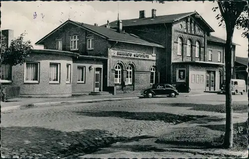 Ansichtskarte Meldorf Bahnhof VW Käfer 1961
