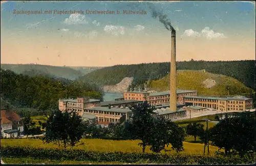 Ansichtskarte Schönborn-Dreiwerden-Rossau (Sachsen) Papierfabrik 1926