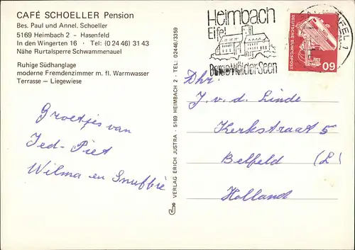 Heimbach (Eifel) CAFÉ SCHOELLER Pension Hasenfeld Innen & Außen 1970