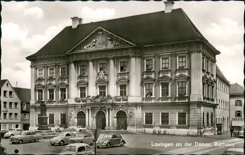 Ansichtskarte Lauingen (Donau) Rathaus VW Käfer 1965