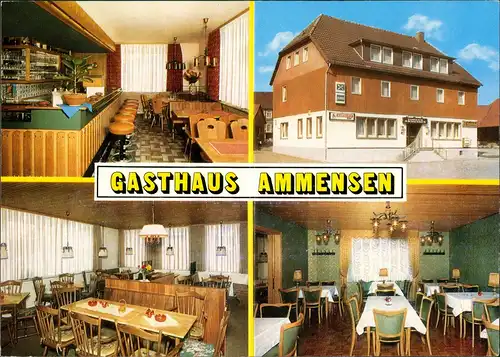 Ammensen Reklame Werbekarte Gasthaus Ammensen, Innenansichten & Außen 1970
