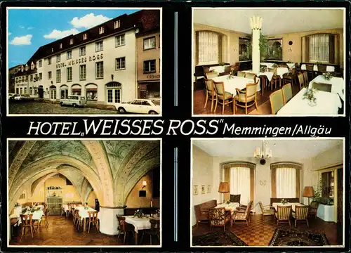 Ansichtskarte Memmingen Hotel WEISSES ROSS Innenansichten Außenansicht 1965