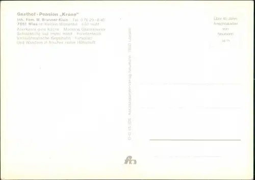 Wies (Schwarzwald) Mehrbild-AK mit Gasthof Pension Krone 1970/1975