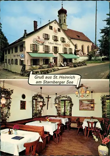 Ansichtskarte St. Heinrich am Starnberger See Gasthof zur Fischerrosl 1960