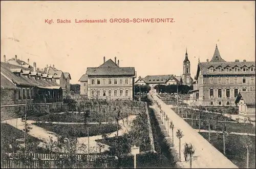 Ansichtskarte Großschweidnitz (OL) Swóńca Landesanstalt - Straße 1910