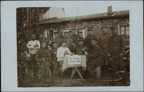 Dünaburg Daugpilis/Dźwińsk/Двинск Pfingsten Soldaten Haus WK1 1916 Privatfoto