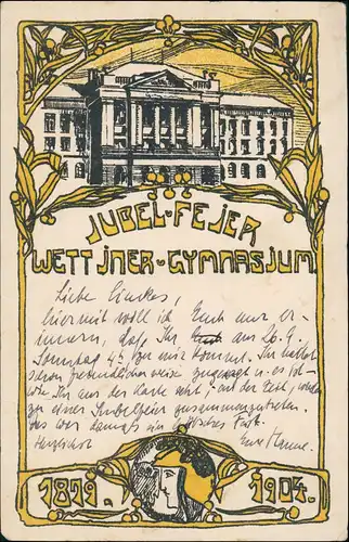 Ansichtskarte Dresden Künstlerkarte 25 Jahre Wettiner Gymnasium 1904