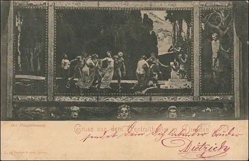 Ansichtskarte Innere Altstadt-Dresden Centraltheater - Hauptvorhang 1906