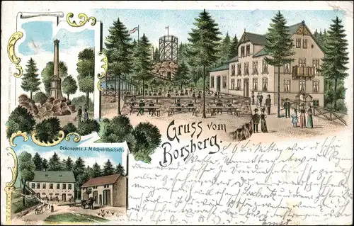 Litho AK Schönfeld - Weißig-Dresden Gasthaus Borsberg Gruss vom.. 1901