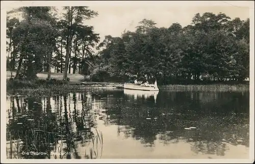 Ansichtskarte Dubrow-Gräbendorf Saubucht Schiff Landpoststempel 1937