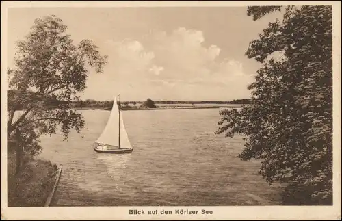 Ansichtskarte Klein Köris-Groß Köris Segelboot - Ufer 1930