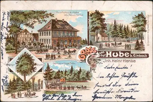 Ansichtskarte Litho AK Einbeck Gruss von der Hube Gasthaus MB 1898