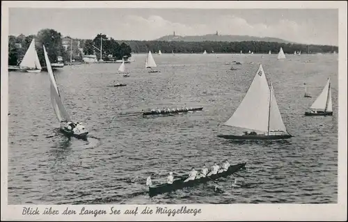 Ansichtskarte Köpenick-Berlin Langer See Segelboote Ruderer 1935